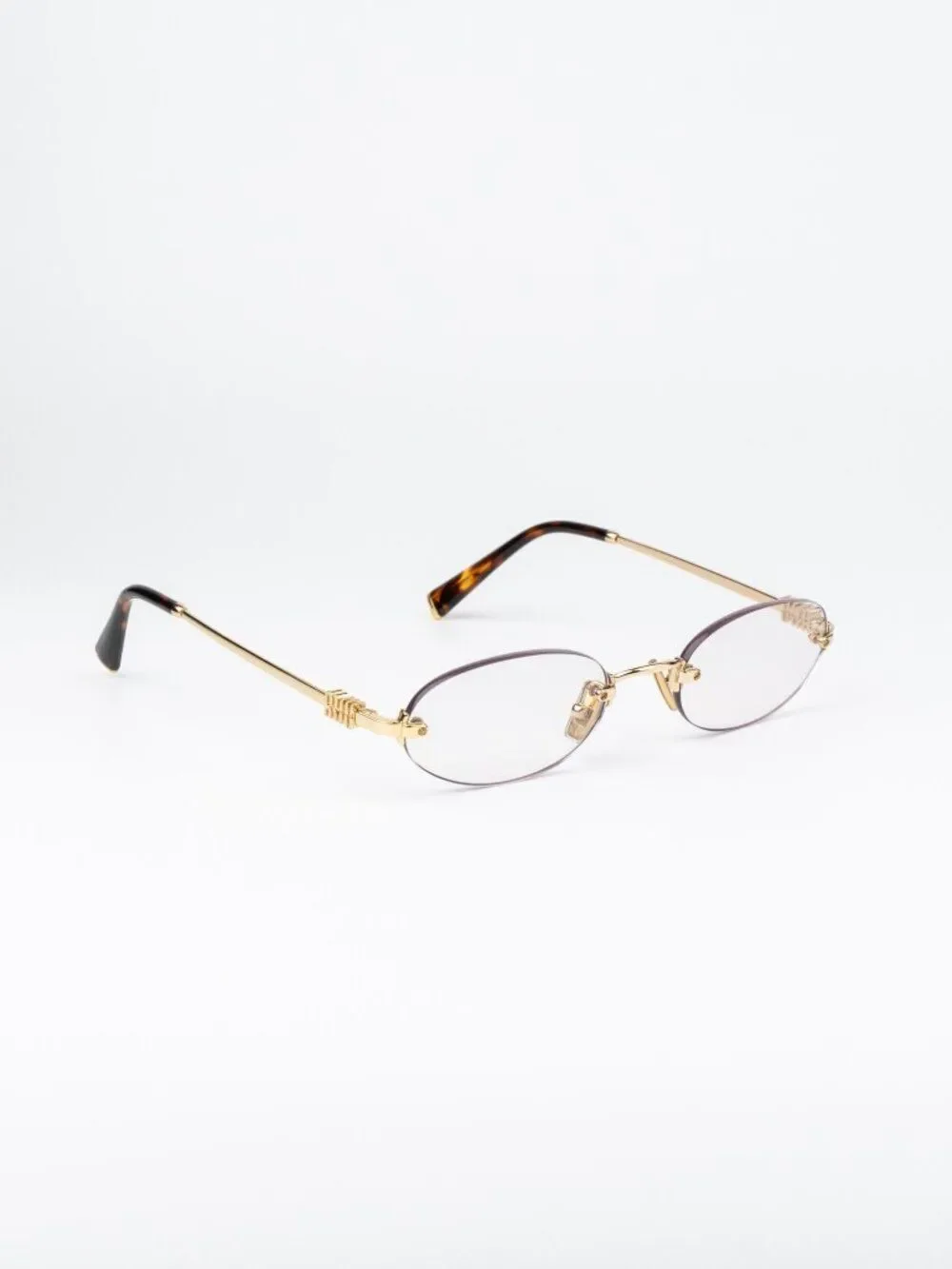 Miu Miu Women Eyeglasses Gold Oval Rimless MUA54S 5AK08N NEW AUTHENTIC
